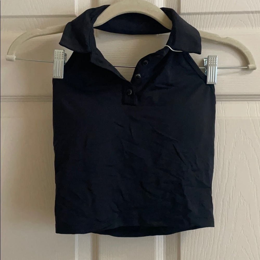 XS Black collared Halara halter top